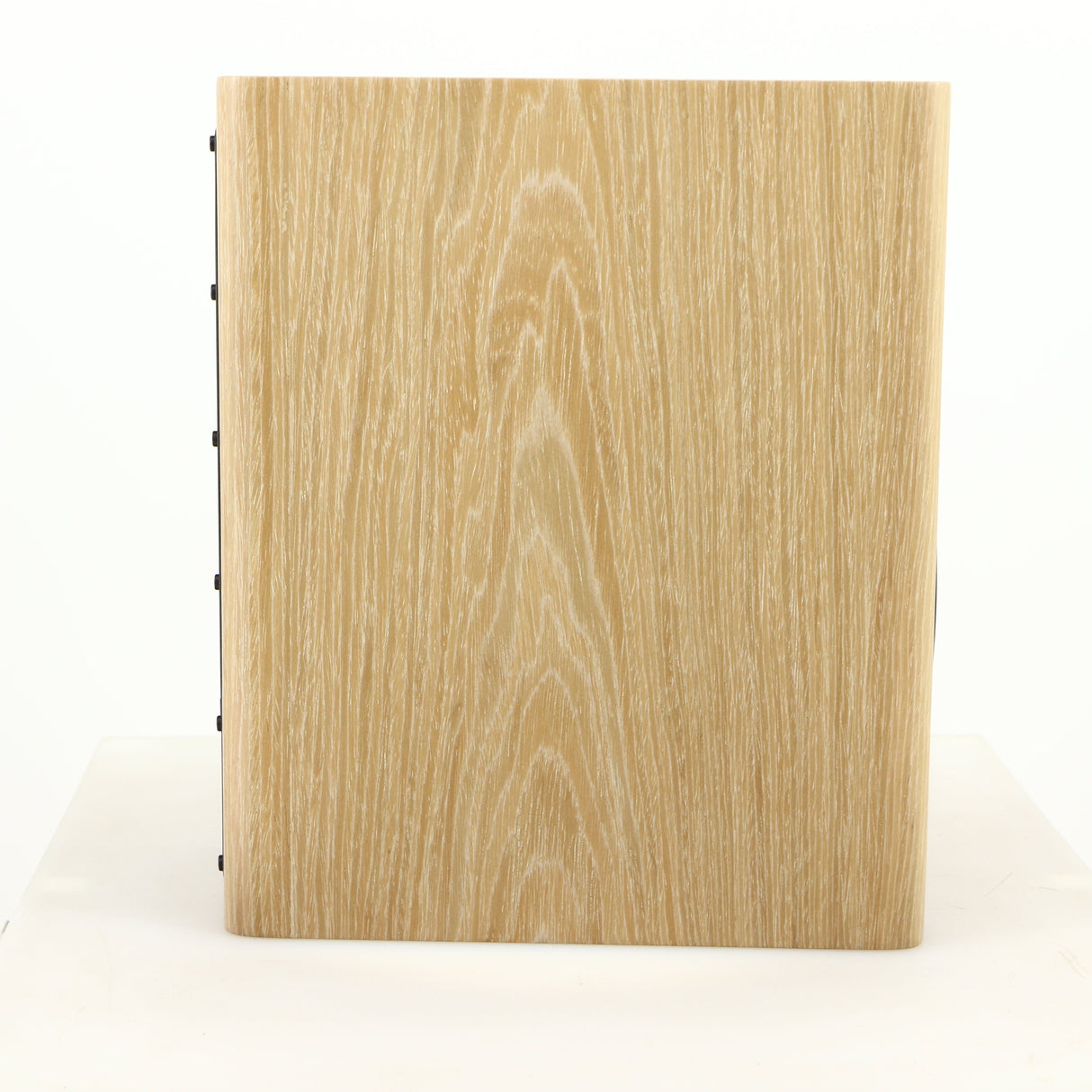 Left side view of a used Dynaudio Focus 10 Standmount Speaker in a blonde finish