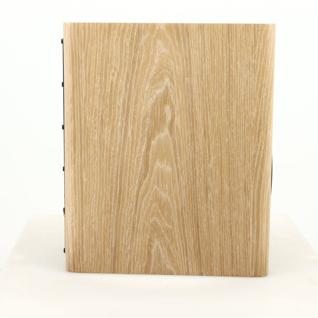 Left side view of a used Dynaudio Focus 10 Standmount Speaker in a blonde finish