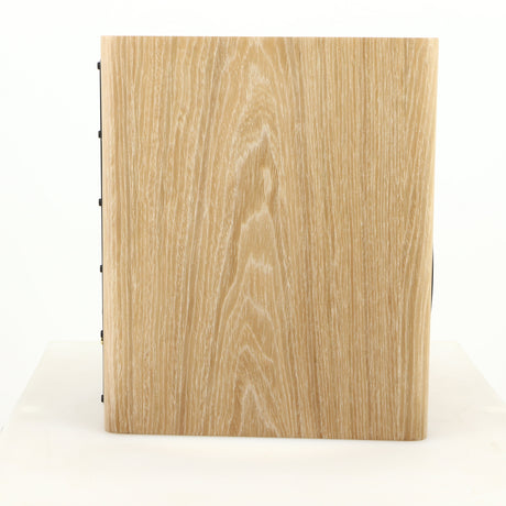 Left side view of a used Dynaudio Focus 10 Standmount Speaker in a blonde finish