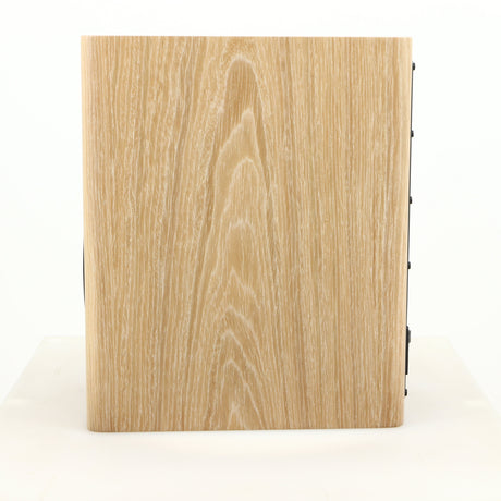 Right side view of a used Dynaudio Focus 10 Standmount Speaker in a blonde finish