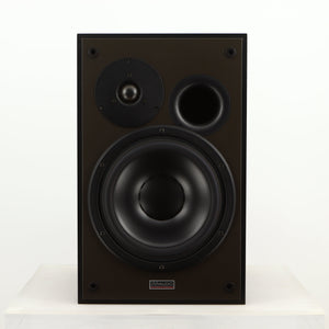 Front view of a used Dynaudio Audience 7 Standmount Speaker in a black finish