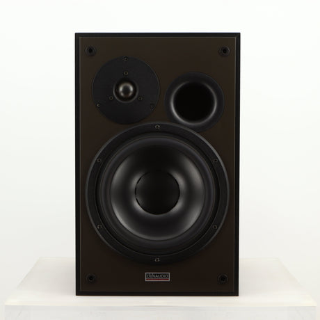 Front view of a used Dynaudio Audience 7 Standmount Speaker in a black finish