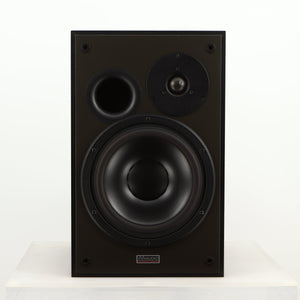 Front view of a used Dynaudio Audience 7 Standmount Speaker in a black finish