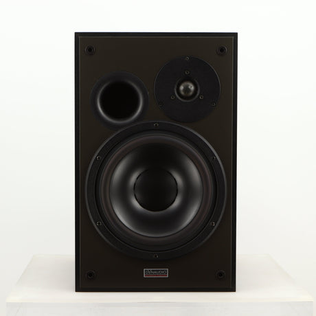 Front view of a used Dynaudio Audience 7 Standmount Speaker in a black finish