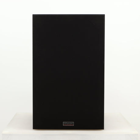 Front view of a used Dynaudio Audience 7 Standmount Speaker in a black finish showing the grille