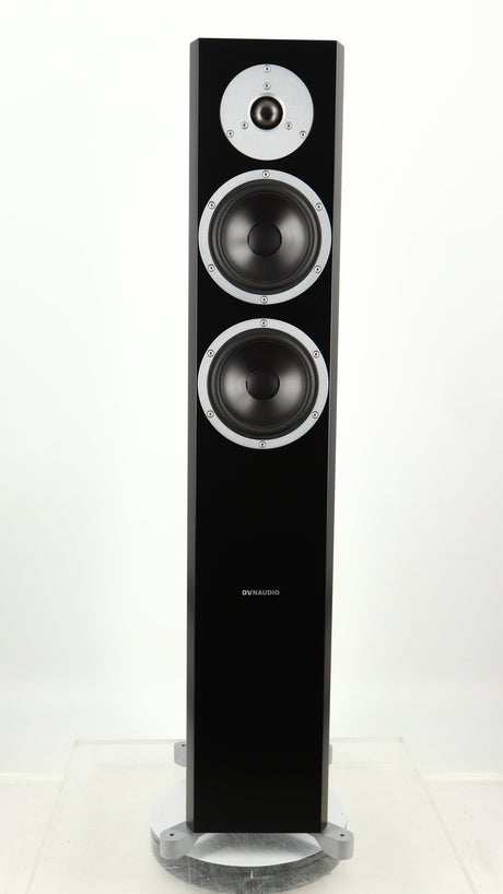 Front view of a used Dynaudio Excite X-34 Floorstanding Speaker in a satin black finish