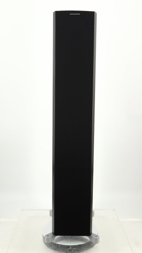 Front view of a used Dynaudio Excite X-34 Floorstanding Speaker in a satin black finish showing grille