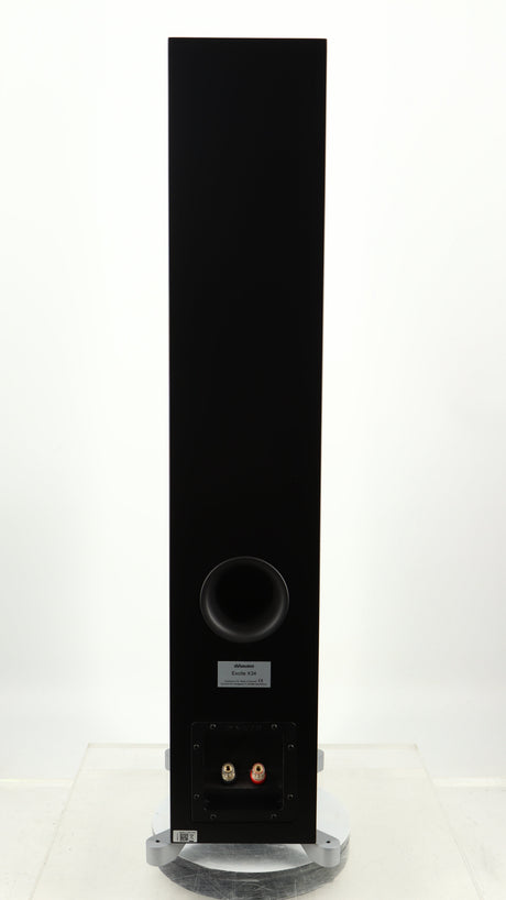 Rear view of a used Dynaudio Excite X-34 Floorstanding Speaker in a satin black finish
