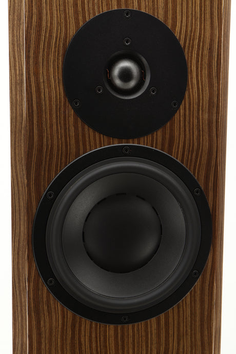 Close up view of a used Dynaudio Special 40 Standmount Speaker in Ebony Vine finish