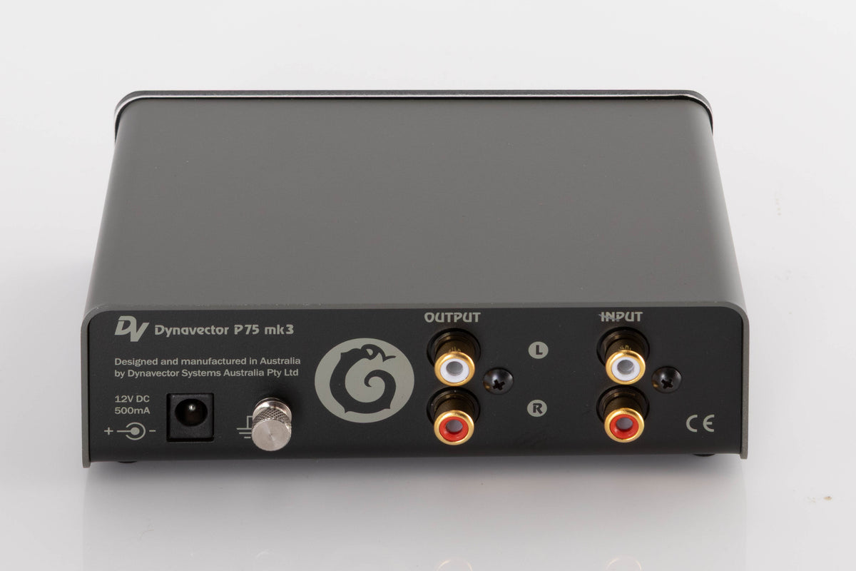 Rear view of a used Dynavector P75 MK3 Phonostage