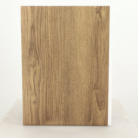 Left side view of a used ELAC DBR62 Standmount Speaker in a light oak finish