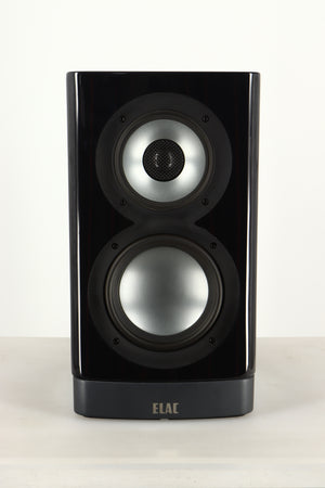 Front view of a used ELAC Navis B51 Active Standmount Speaker in Gloss Ebony Emara finish