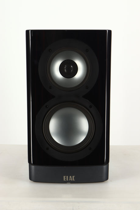 Front view of a used ELAC Navis B51 Active Standmount Speaker in Gloss Ebony Emara finish