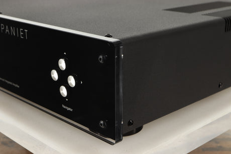 Front right corner view of a used Electrocompaniet ECI-3 Integrated Amplifier