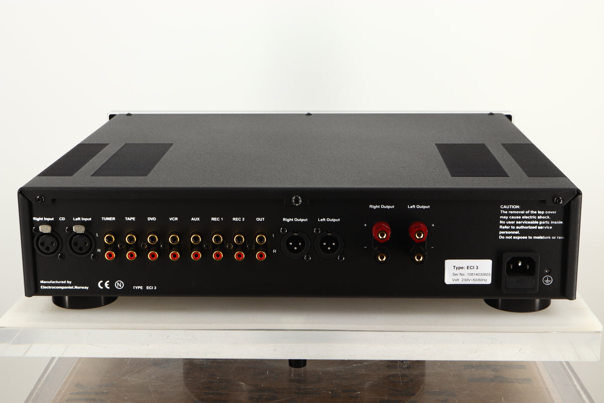 Rear view of a used Electrocompaniet ECI-3 Integrated Amplifier
