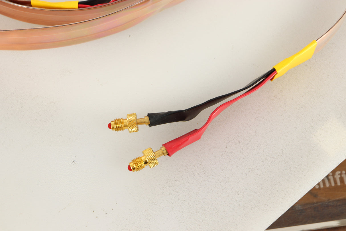 Close up view of a 3.0m ElectroFluidics Monolith 20/20 Speaker Cable 