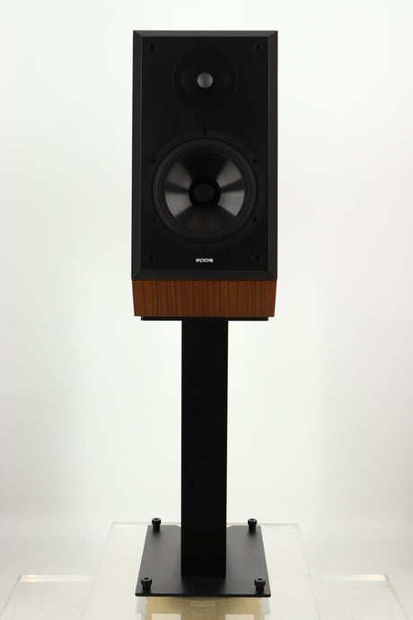 Front view of a used Epos ES14N Standmount Speaker in Walnut finish