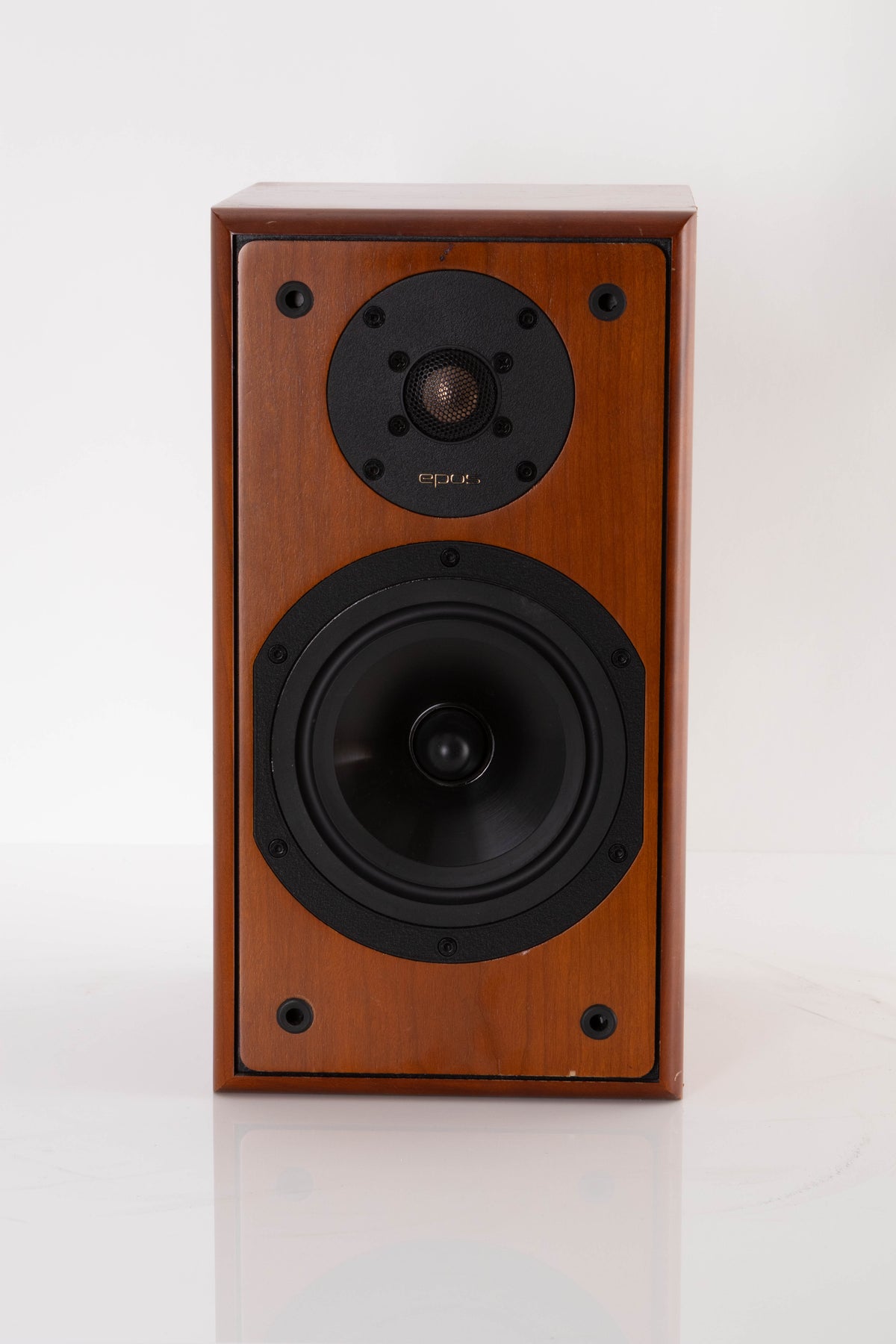 Front view of a used Epos M12.2 Standmount Speaker in Cherry