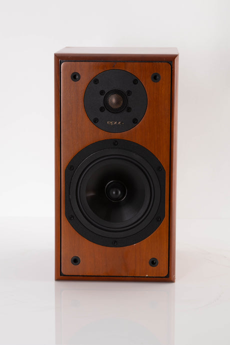 Front view of a used Epos M12.2 Standmount Speaker in Cherry