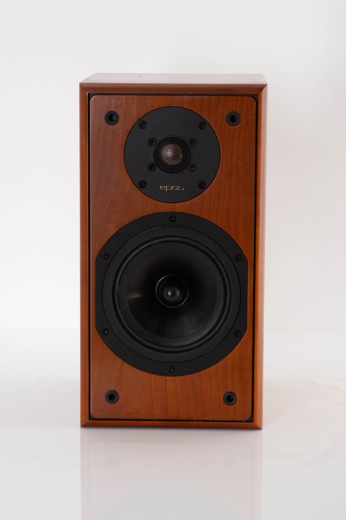 Front view of a used Epos M12.2 Standmount Speaker in Cherry