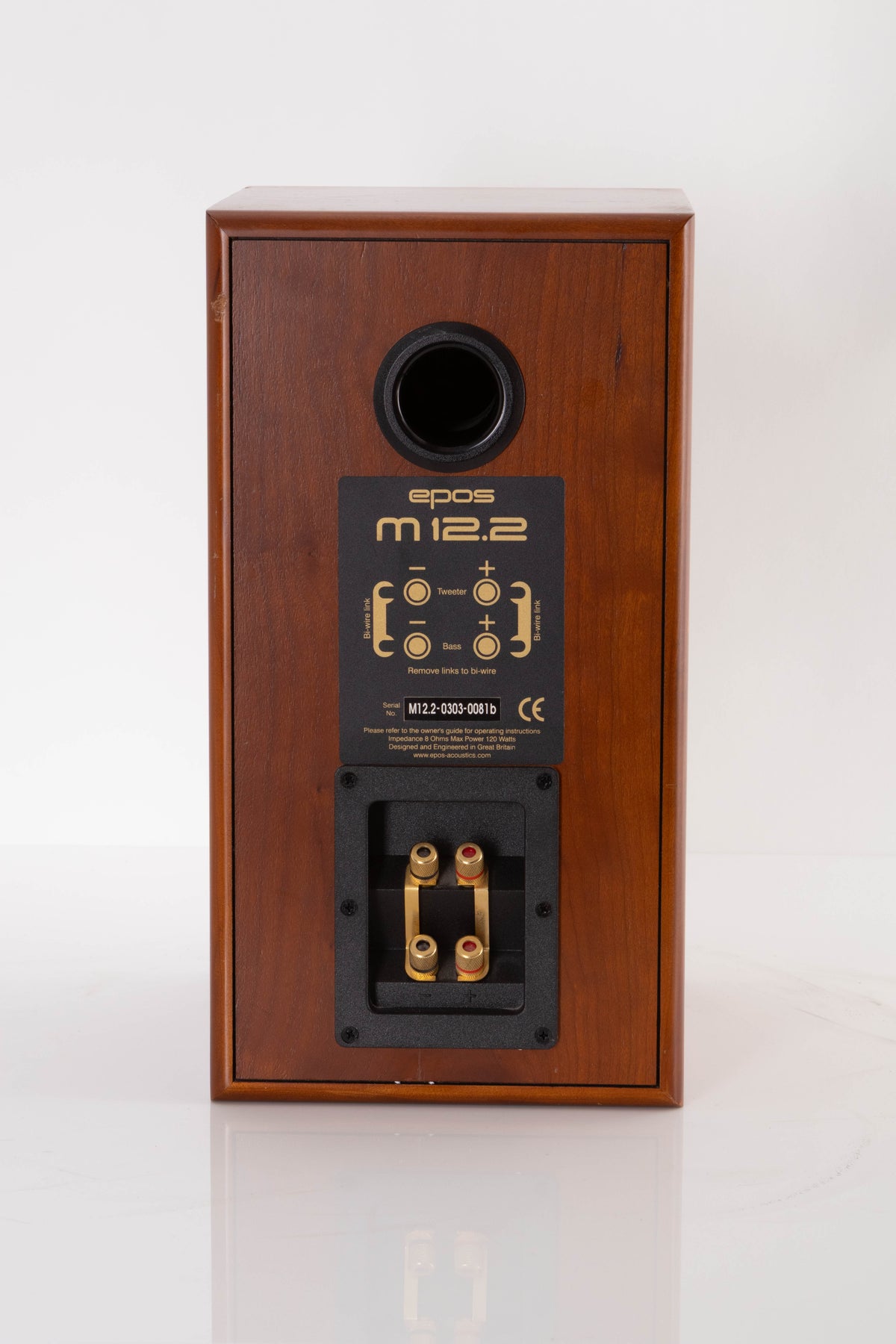 Rear view of a used Epos M12.2 Standmount Speaker in Cherry