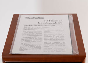 Top of a used EPOS M12.2 Standmount Speaker in a Cherry finish showing Manual