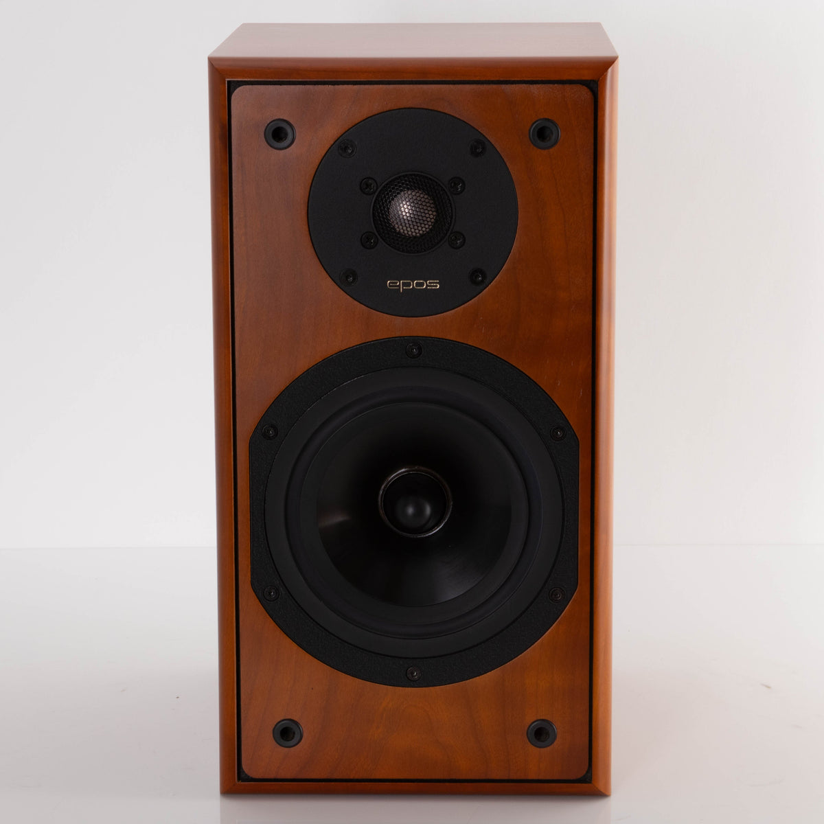 Front view of a used EPOS M12.2 Standmount Speaker in a Cherry finish