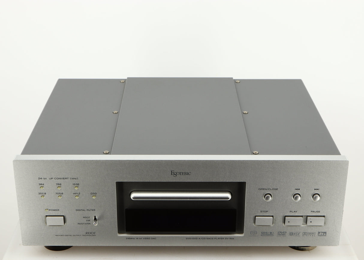 Top of a used Esoteric DV-50s DVD Player in a silver finish