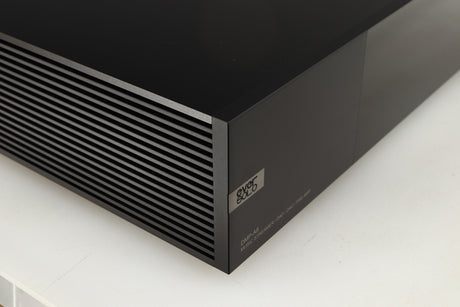 Front left corner of a used Eversolo DMP A8 Streamer / Pre Amplifier / DAC in a black finish