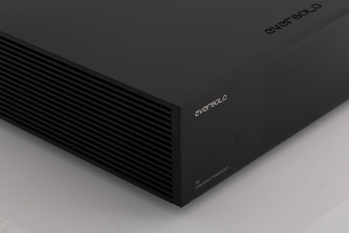 Front left corner view of a used Eversolo T8 Streaming Transport