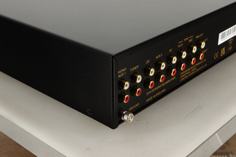 Rear left corner view of a used Exposure 2510 Integrated Amplifier in Titanium finish