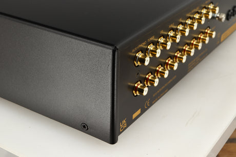 Rear right corner of a used Exposure 3510 Integrated Amplifier in a black finish