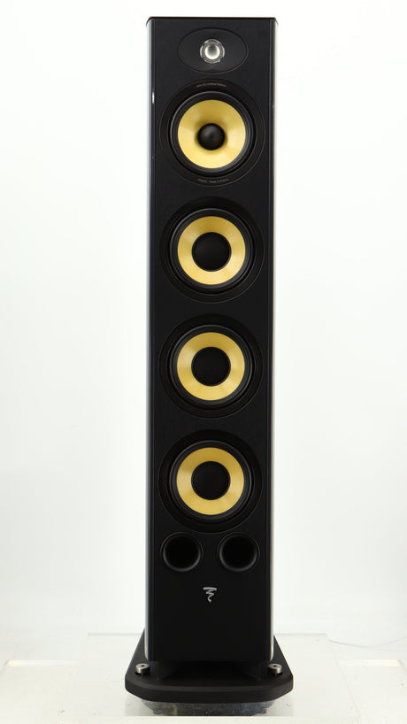 Front view of a used Focal Aria 936 K2 Floorstanding Speaker in a ash grey finish