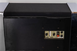 Close up of a used Gale GS401 Standmount Speakers W/ Stand in a Chrome finish showing rear 