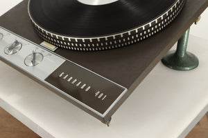 Front right corner view of a used Garrard 401 Turntable