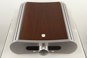 Top view of a used GATO DIA-250S Integrated Amplifier in High Gloss Walnut finish