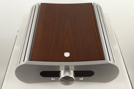 Top view of a used GATO DIA-250S Integrated Amplifier in High Gloss Walnut finish
