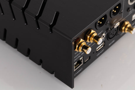 Rear right corner of a used Goldnote DS-10 Evo Streaming Digital Analogue Converter in a Black finish
