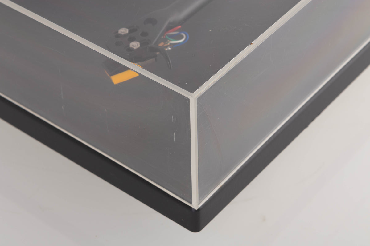 Front right corner of a used Goldring GR1.2 Turntable W/ Linn Basik Cartridge in a Black finish
