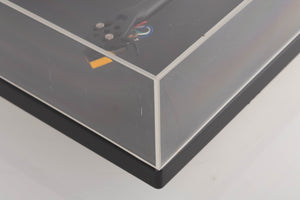 Front right corner of a used Goldring GR1.2 Turntable W/ Linn Basik Cartridge in a Black finish