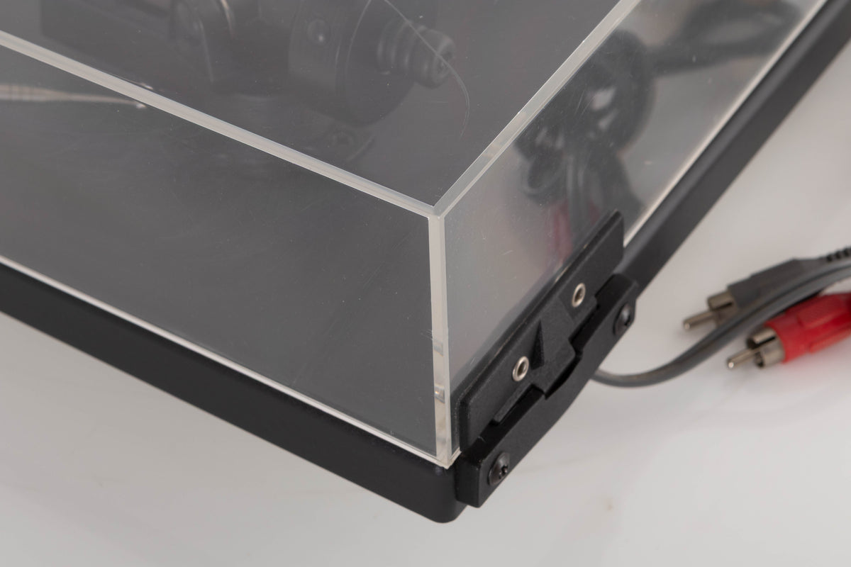 Rear right corner of a used Goldring GR1.2 Turntable W/ Linn Basik Cartridge in a Black finish