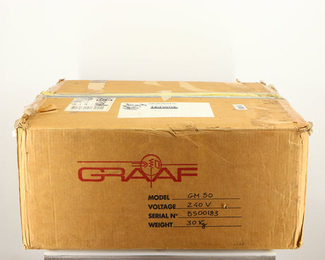 Box for a used Graaf GM50 Integrated Amplifier in a black finish