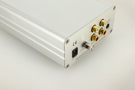 Rear left corner view of a used Graham Slee Reflex C MC Phonostage