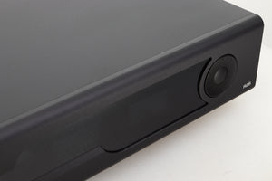 Close up view of a used Gustard R26 Discrete R2R DAC in Black finish showing the right side of the fascia 