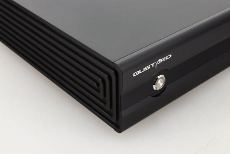 Front left corner view of a used Gustard R26 Discrete R2R DAC in Black finish 