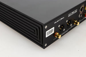 Rear left corner view of a used Gustard R26 Discrete R2R DAC in Black finish 