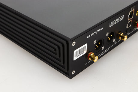 Rear left corner view of a used Gustard R26 Discrete R2R DAC in Black finish 