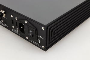 Rear right corner view of a used Gustard R26 Discrete R2R DAC in Black finish 