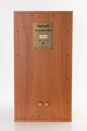 Rear view of a used Harbeth Compact 7ES 3 Standmount Speaker in a Cherry finish