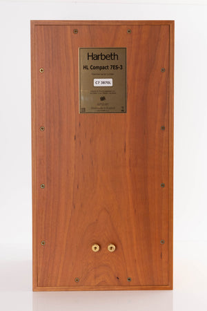 Rear view of a used Harbeth Compact 7ES 3 Standmount Speaker in a Cherry finish